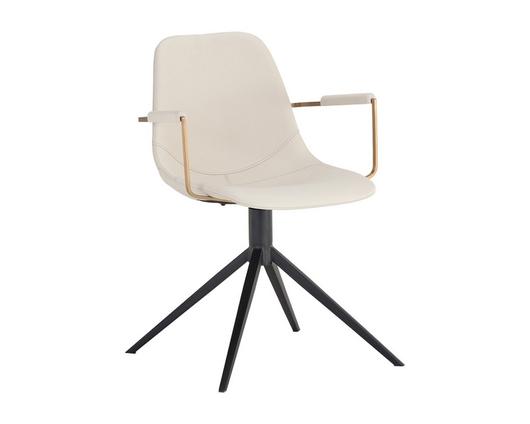 Cassius Swivel Dining Armchair - Dillon Cream by Sunpan