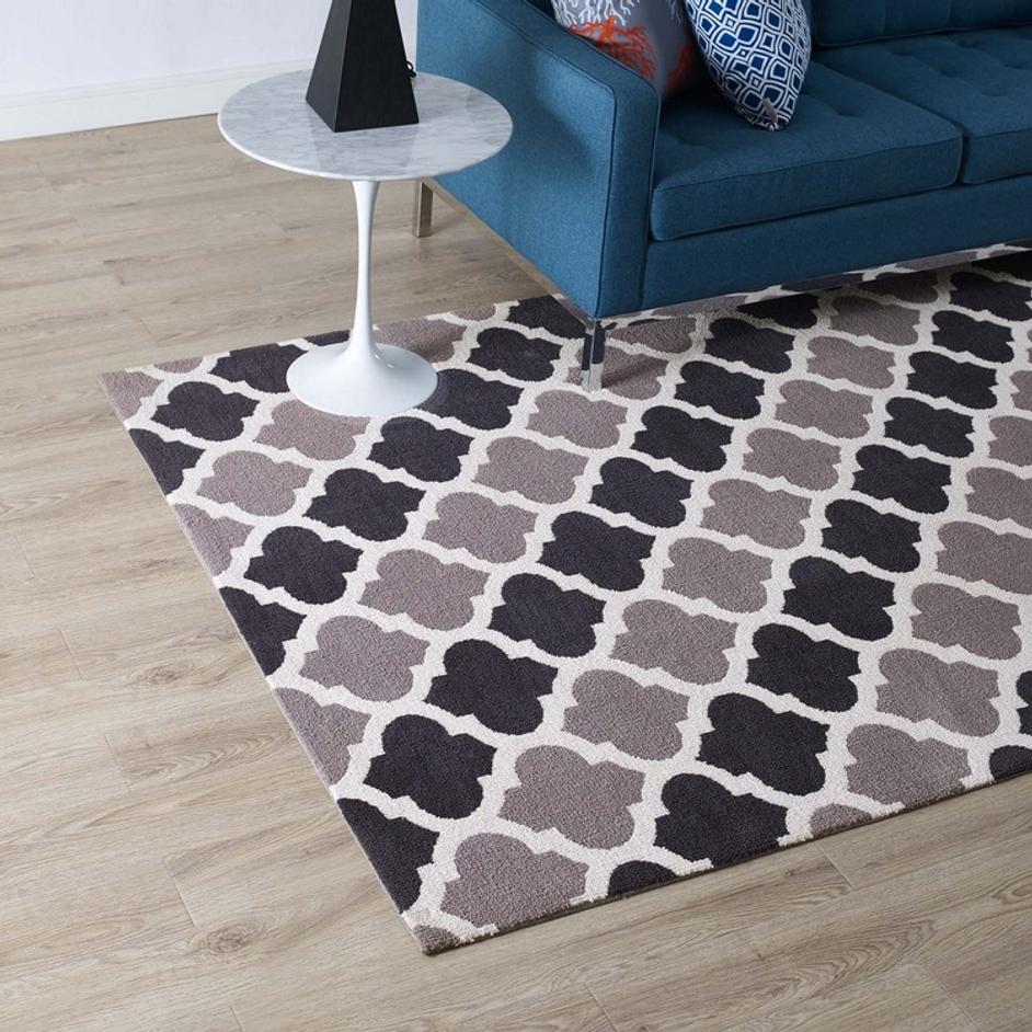 Vaysman Moroccan Trellis 5X8 Area Rug In Charcoal And Black by Modway Furniture