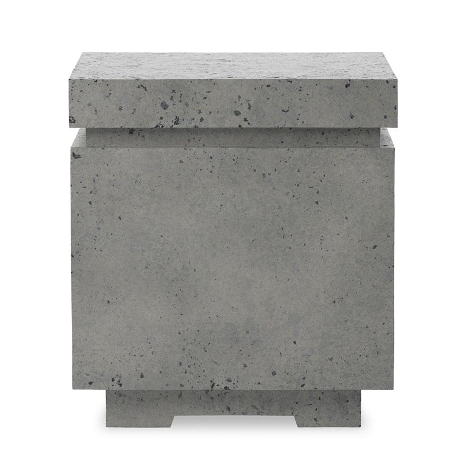 Posen Outdoor Square Propane Enclosure In Pewter Concrete by Four Hands
