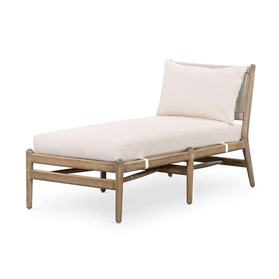 Rosen Outdoor Chaise In Natural Eucalyptus by FOUR HANDS