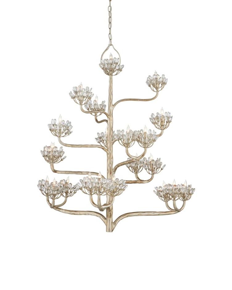 Agavé Americana Silver Chandelier In Contemporary Silver Leaf by Currey & Company