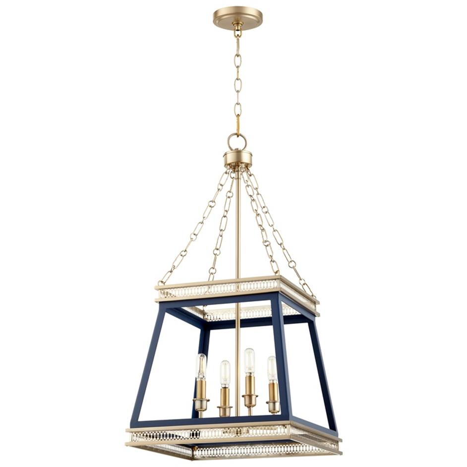 Gerard Pendant in Blue and Aged Brass by Cyan Design