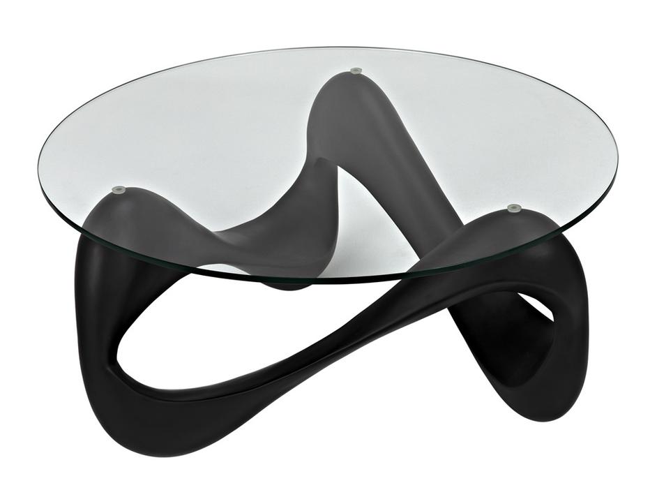 Orion Black Resin and Glass Coffee Table by Noir Furniture