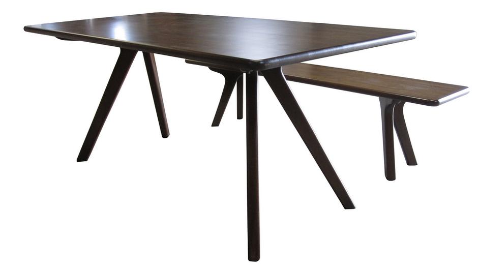 charles bench in natural beechwood and walnut fini by Nuans Design