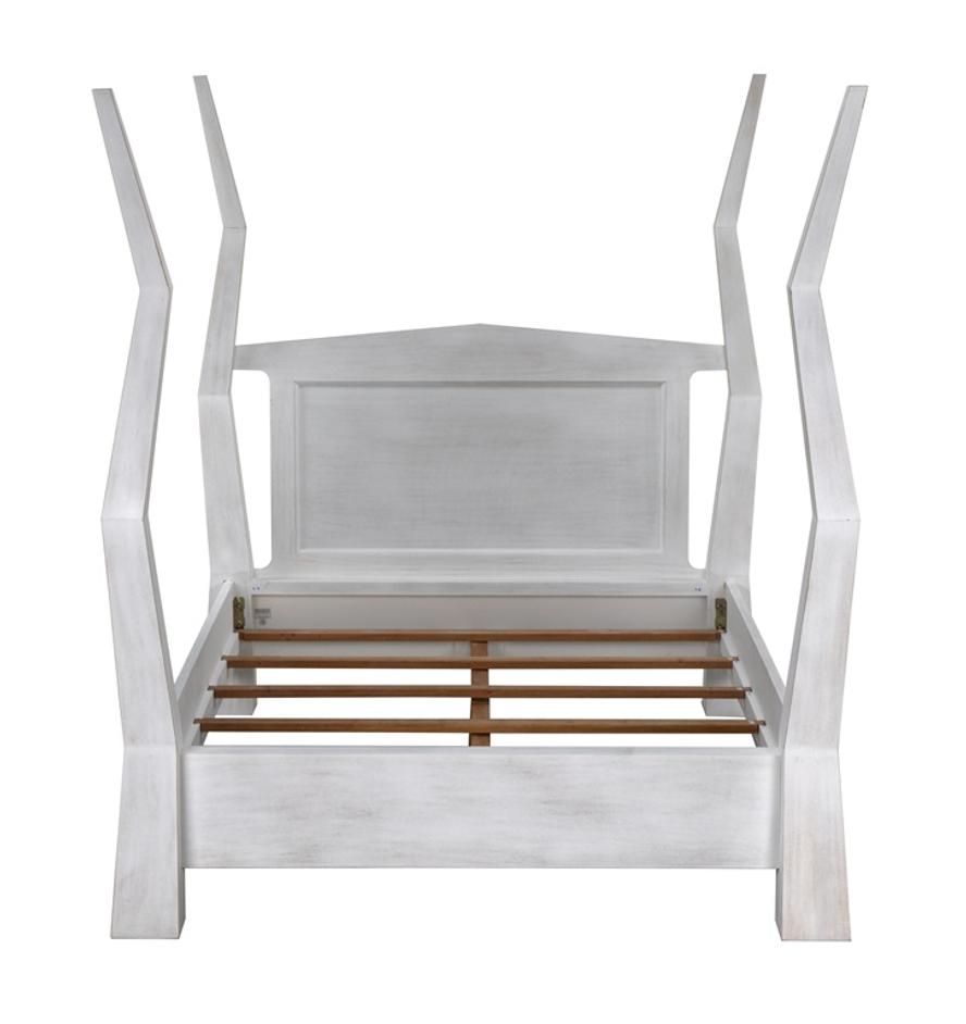 Patras Queen Bed in White Wash Mahogany by Noir Furniture