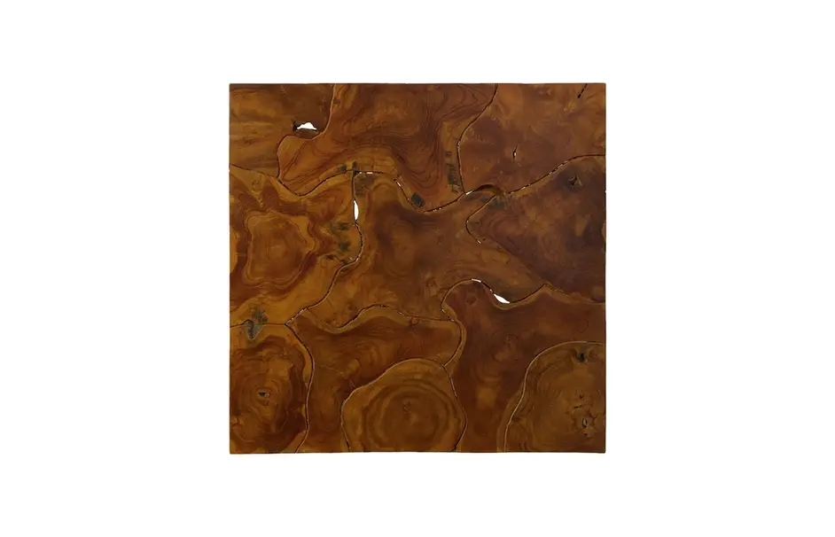 Teak Slice Coffee Table, Square, Warm Teak Red Finish by Phillips Collection