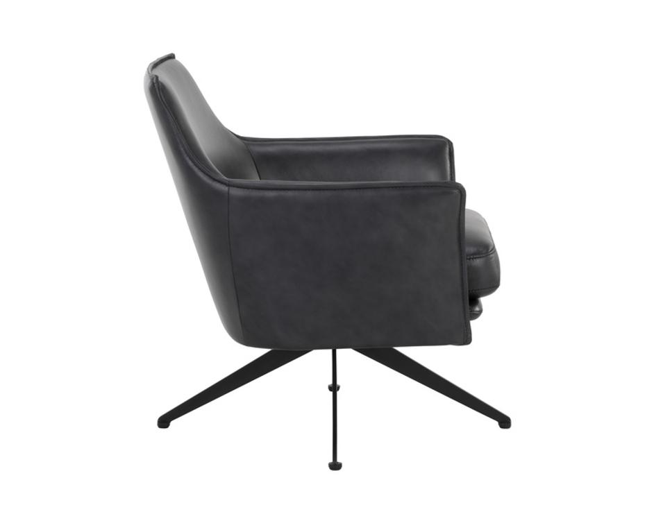 CROSBY SWIVEL LOUNGE CHAIR - ALPINE BLACK LEATHER by Sunpan