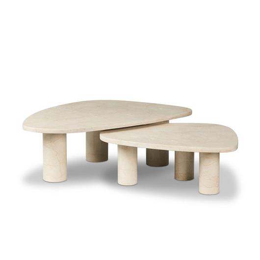 Zion Coffee Table Set - Cream Marble by Four Hands