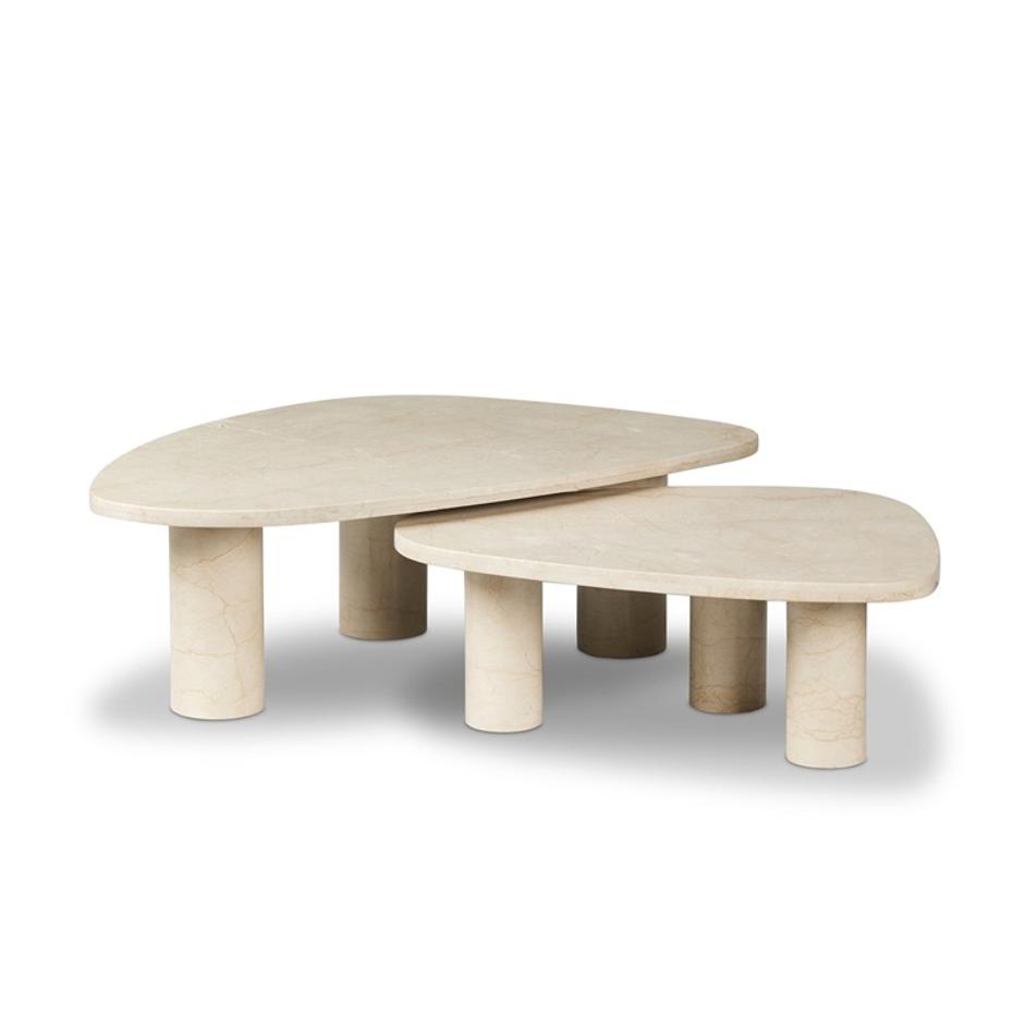 Zion Coffee Table Set - Cream Marble by Four Hands