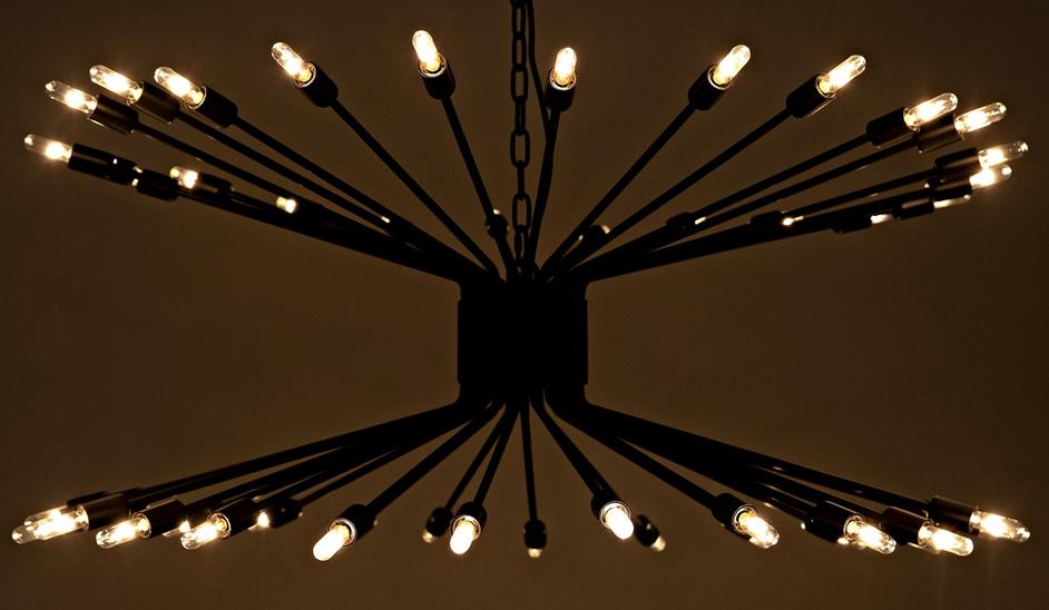 Lampberto Chandelier, Black Steel by Noir Furniture