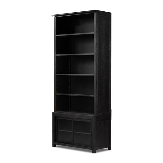 Admont Bookcase In Worn Black Veneer by FOUR HANDS
