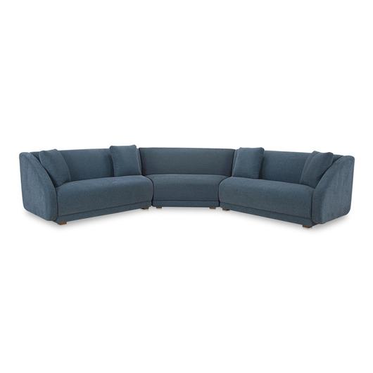 Fraser 3 Piece Modular Sectional with Wedge Slipper Deep Blue by Moes Home