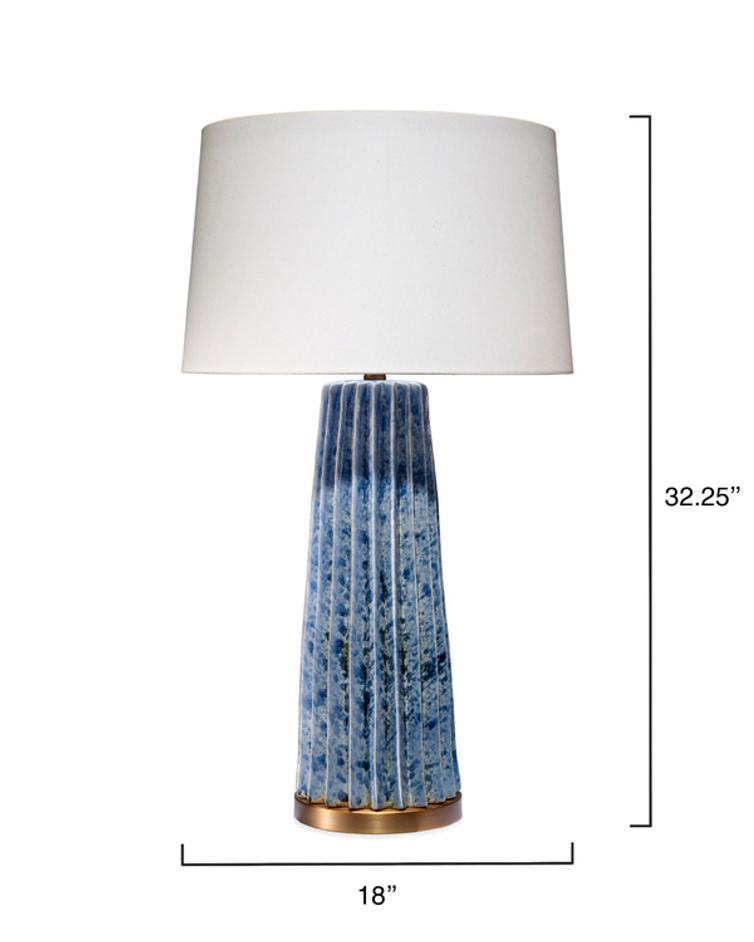  Pleated Ceramic Table Lamp with Linen Shade, Blue by Jamie Young