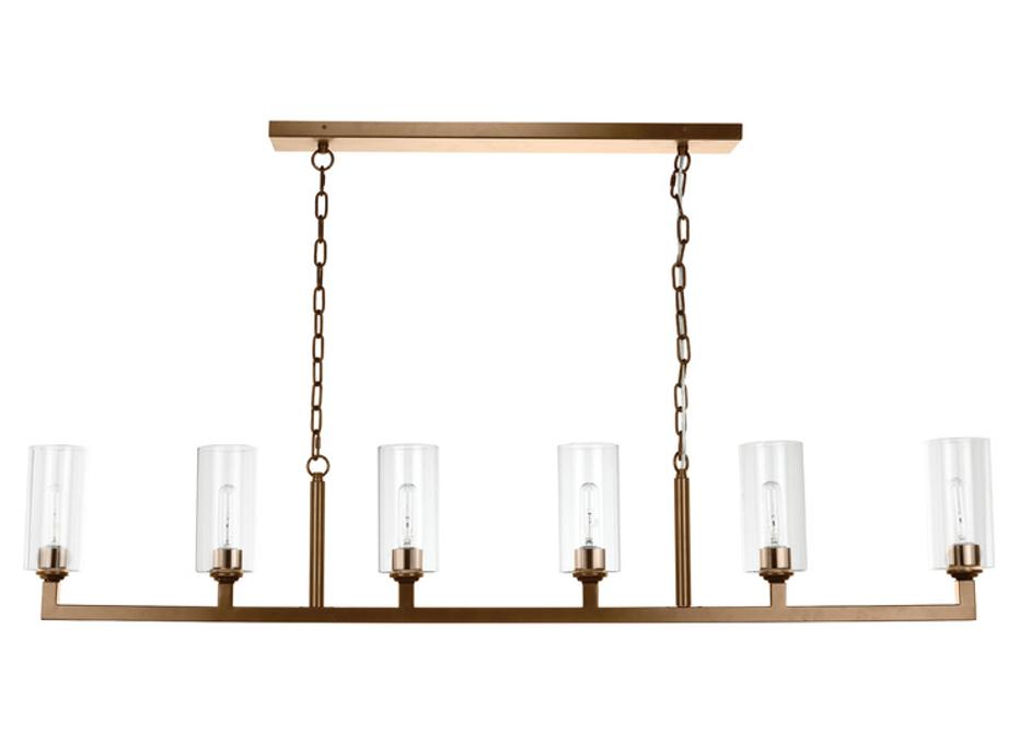 Linear 6-Light Steel Chandelier, Antique Brass by Jamie Young