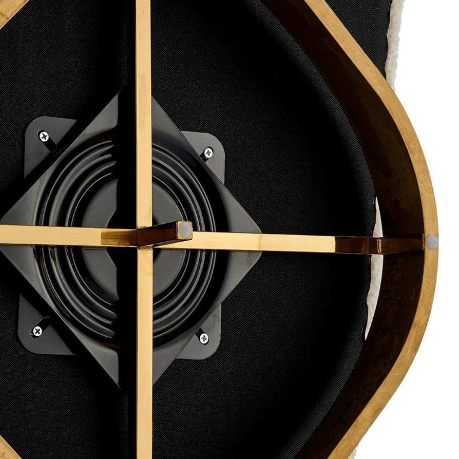 Natasha Faux Shearling Fabric w/ Gold Metal Swivel Accent Arm Chair In Shearling Beige by New Pacific Direct