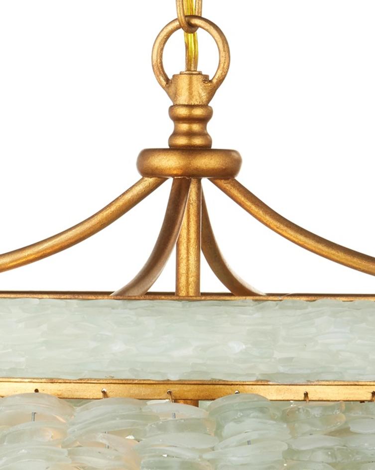 Bayou Pendant In Contemporary Gold Leaf & Seaglass by Currey & Company