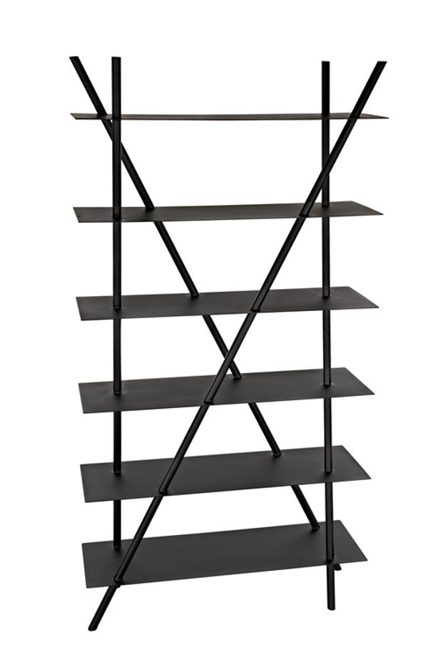 Siddhartha Industrial Steel Bookcase in Matte Black by Noir Furniture