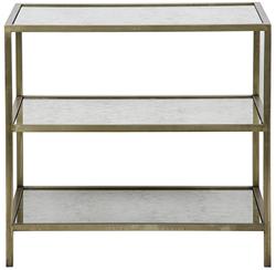 3 Tier Side Table, Antique Brass and Antique Mirror by Noir Furniture