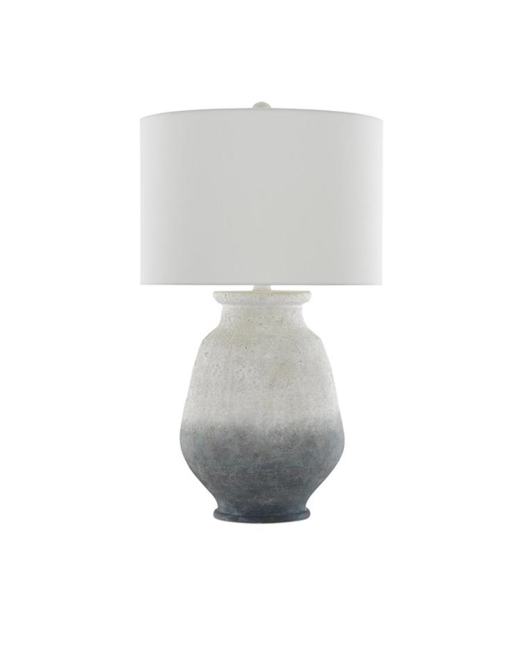 Cazalet Table Lamp In Ash Ivory & Blue & Acrylic White by Currey & Company