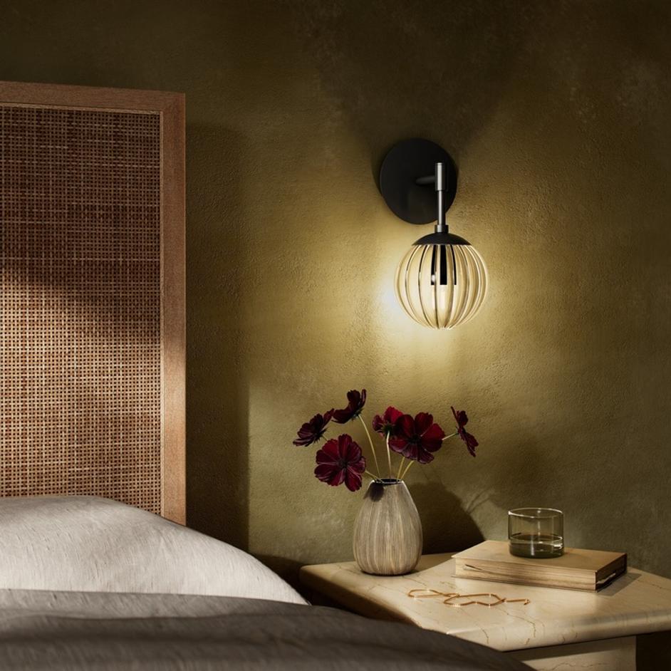 Sunset Sconce In Black Gunmetal And Clear Ribbon Glass by Four Hands