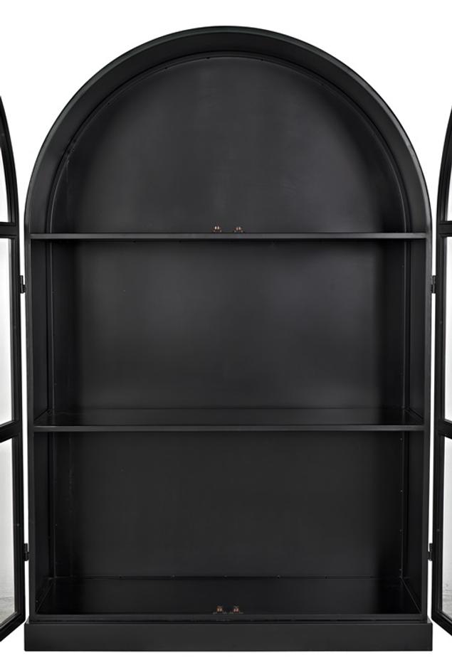 Yoke Hutch Industrial Steel and Glass Matte Black Cabinet by Noir Furniture
