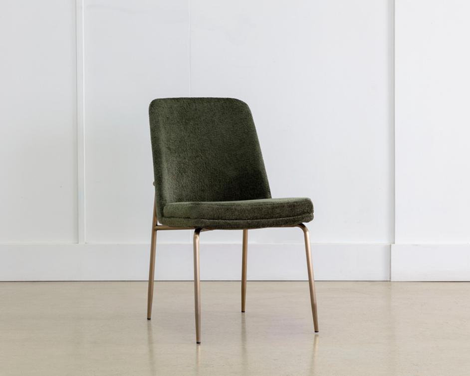 ZEKE DINING CHAIR - ANTIQUE BRASS - BERGEN OLIVE by Sunpan