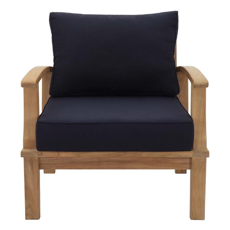 Quay Outdoor Patio Teak Armchair In Natural Navy by Modway Furniture
