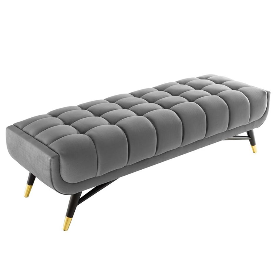 Scholar 60" Performance Velvet Bench In Gray by Modway Furniture