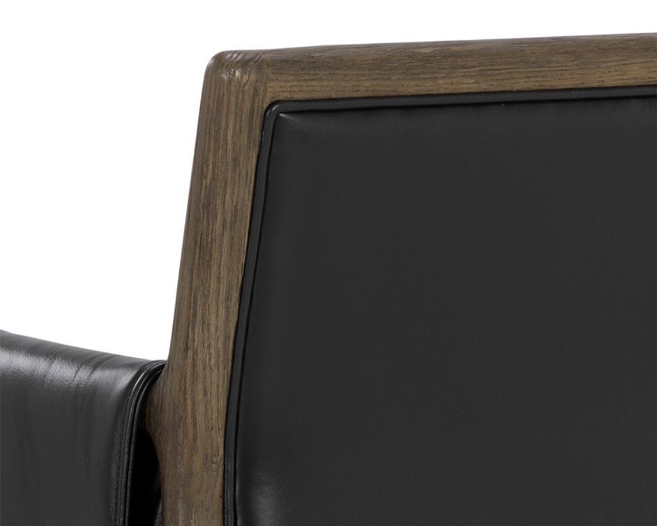 MAUTI DINING ARMCHAIR - DISTRESSED BROWN - CORTINA BLACK LEATHER by Sunpan