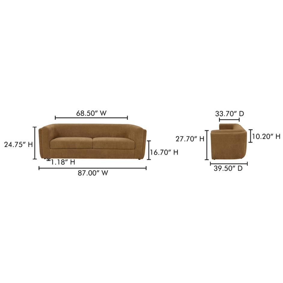 Alora Sofa Fabric Ochre Brown by Moes Home