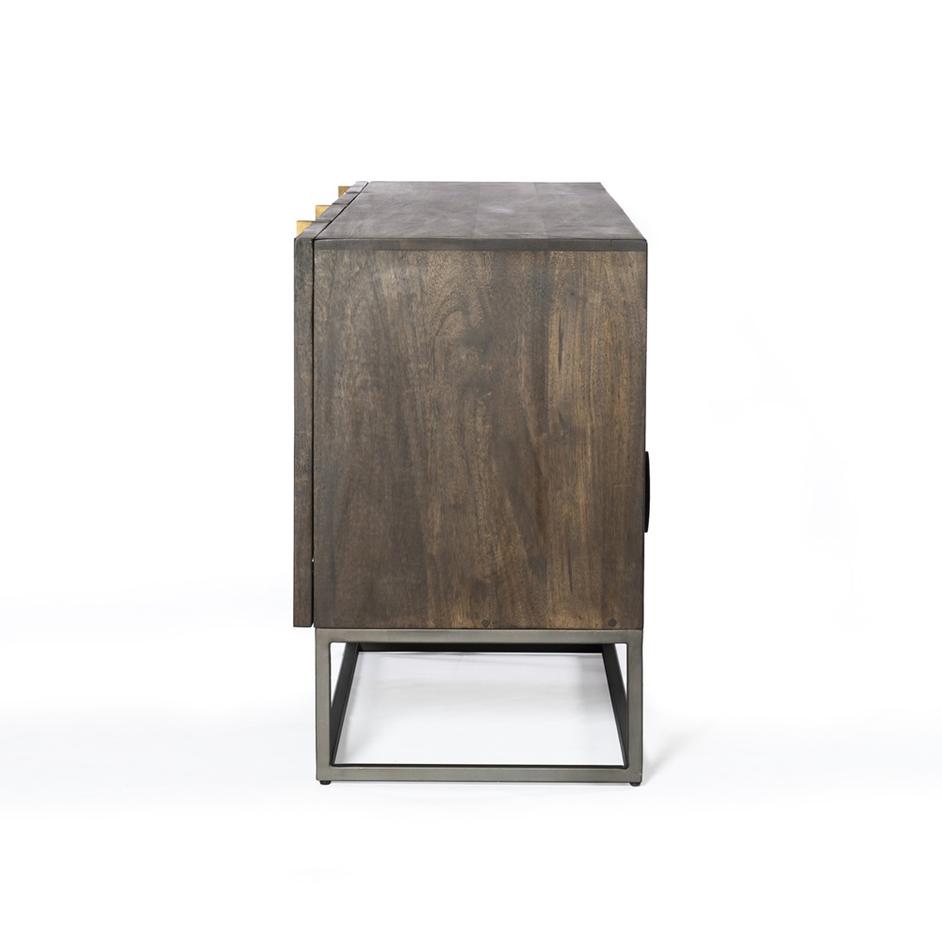 Kelby Media Console-Carved Vintage Brown by FOUR HANDS