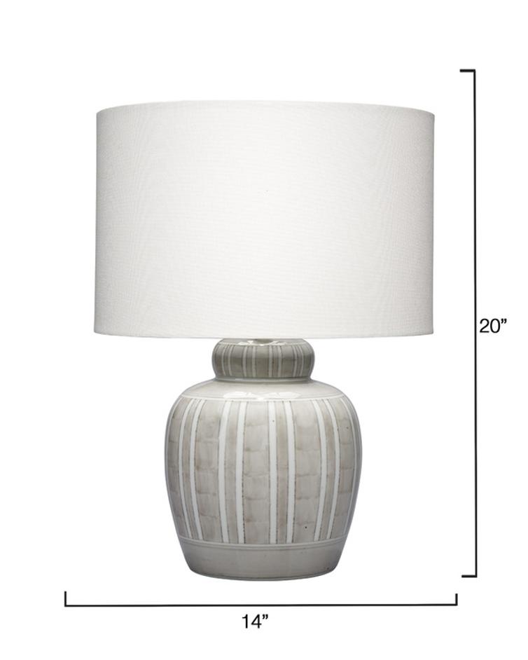 Arthur Ceramic Table Lamp with Linen Shade, Grey by Jamie Young