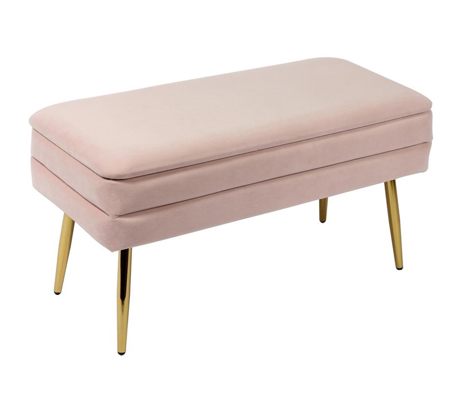 Ziva Blush Velvet Storage Bench by tov furniture