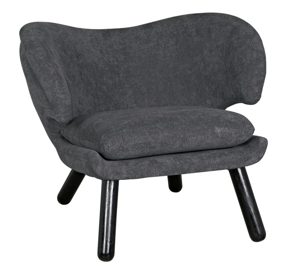 Valerie Sungkai/Mindi Chair in Charcoal Black with Ocean Grey Fabric by Noir Furniture