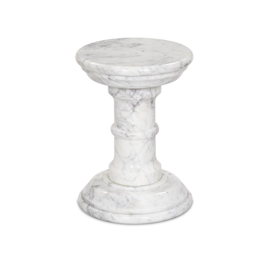 Cyprus End Table - Veined White Marble Solid by Four Hands