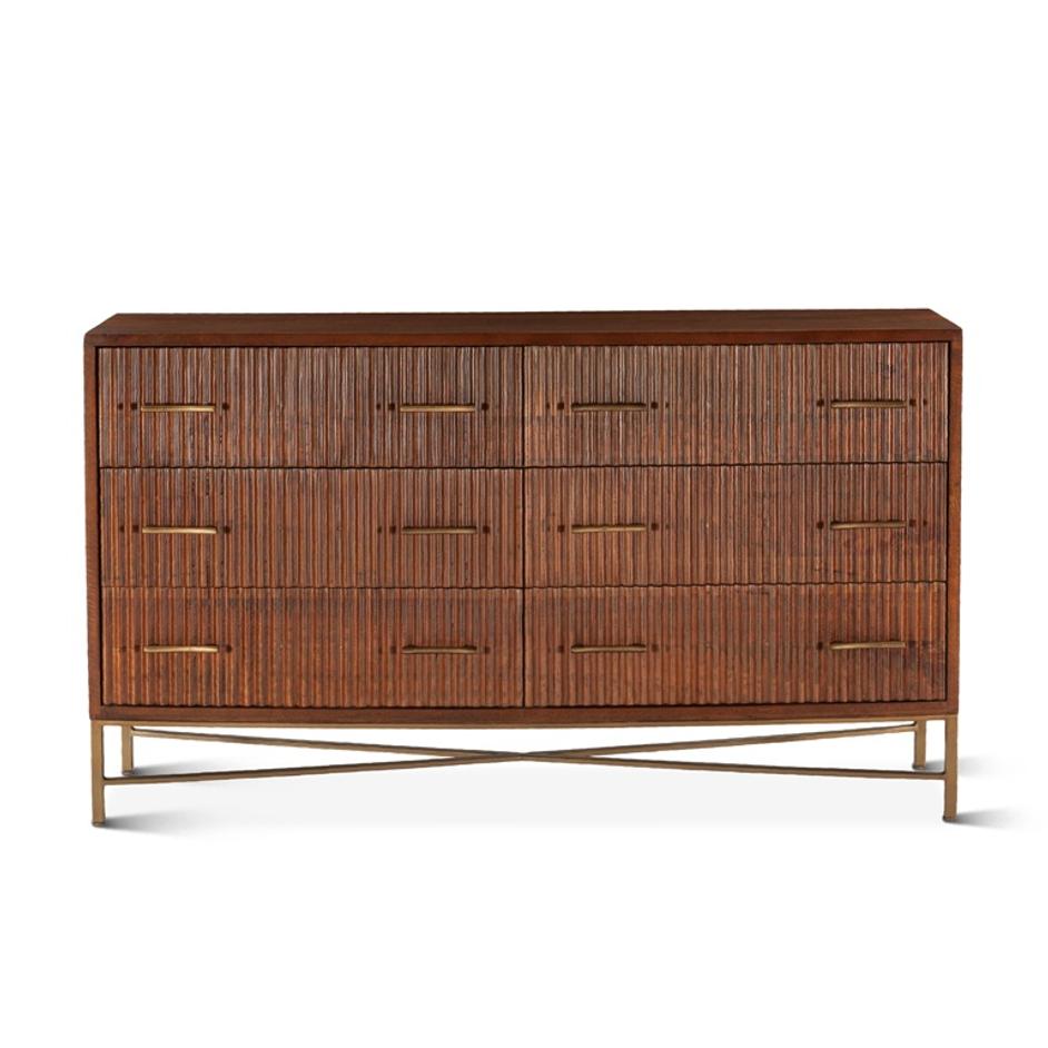 Cosmopolitan Six Drawer Dresser, Honey Brown by Home Trends & Design