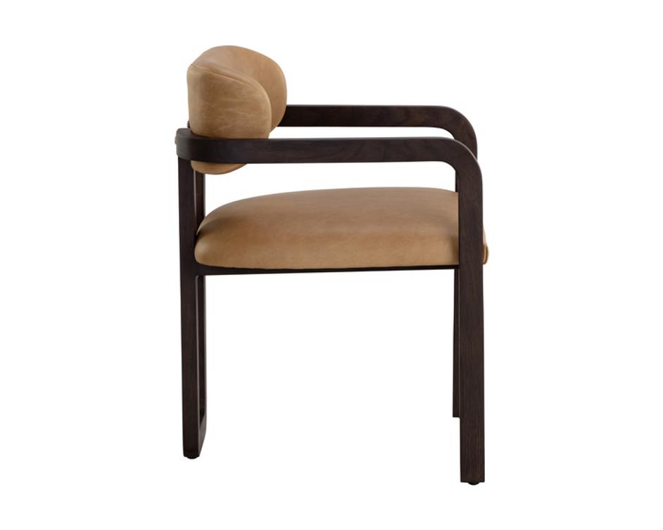 MADRONE DINING ARMCHAIR - BROWN - LUDLOW SESAME LEATHER by Sunpan