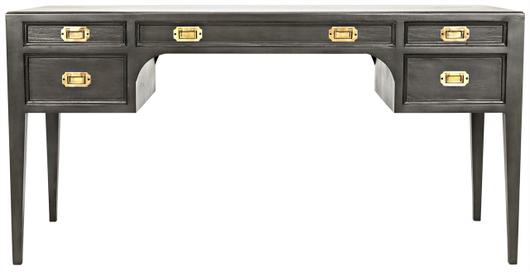Africa Mahogany and Veneer Desk with Brass Pulls in Pale Finish by Noir Furniture