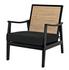 Lichtenstein Sungkai and Mindi Wood Chair with Peeled Rattan Detailing in Charcoal Black with Black Cotton Upholstery by Noir Furniture