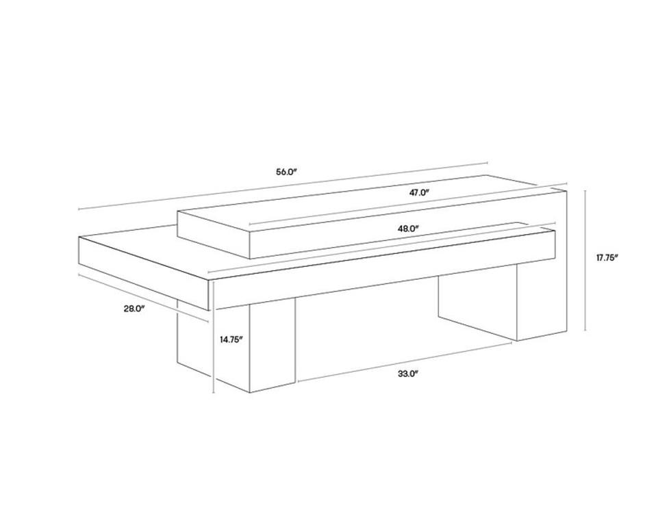 HERRIOT COFFEE TABLE - DARK BROWN / GREY by Sunpan