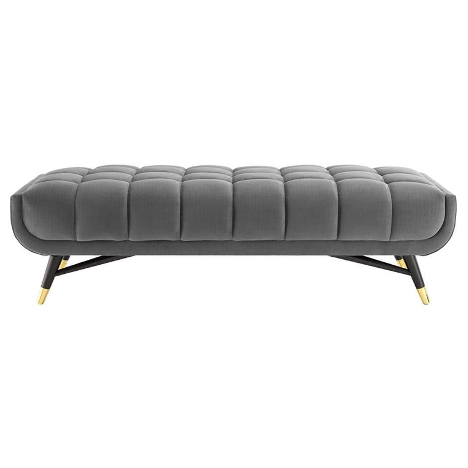 Scholar 60" Performance Velvet Bench In Gray by Modway Furniture