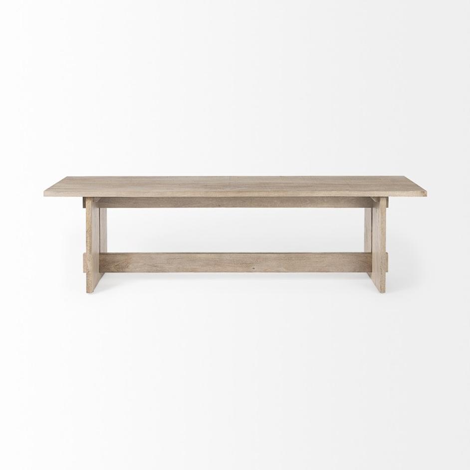 Aida 18H Light Gray Wood Dining Bench by Mercana