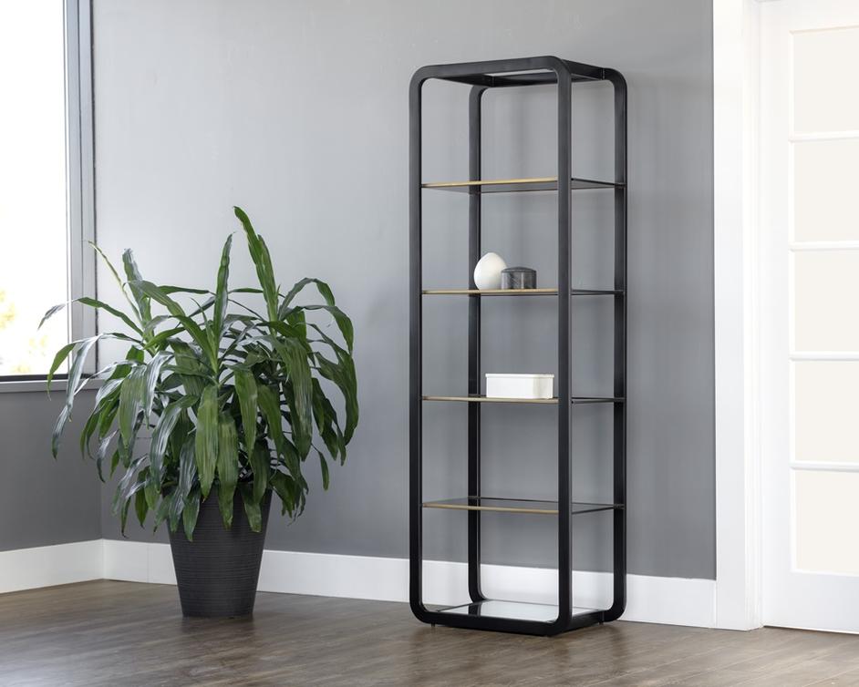 AMBRETTA BOOKCASE - SMALL - BLACK / SMOKE GREY by Sunpan