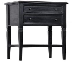 Oxford 2-Drawer Mahogany Side Table in Hand-Rubbed Black with Brass Pulls by Noir Furniture