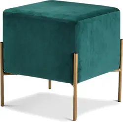 Jordan Ottoman/Stool In Green Velvet by Meridian Furniture