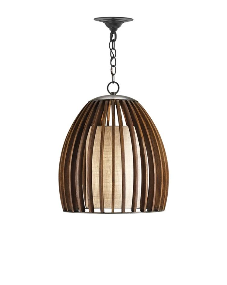 Carling Pendant In Old Iron & Polished Fruitwood by Currey & Company