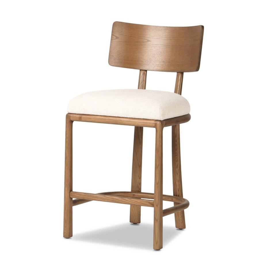 Terrance Counter Stool In Thames Cream And Amber Ash And Amber Ash Veneer by Four Hands