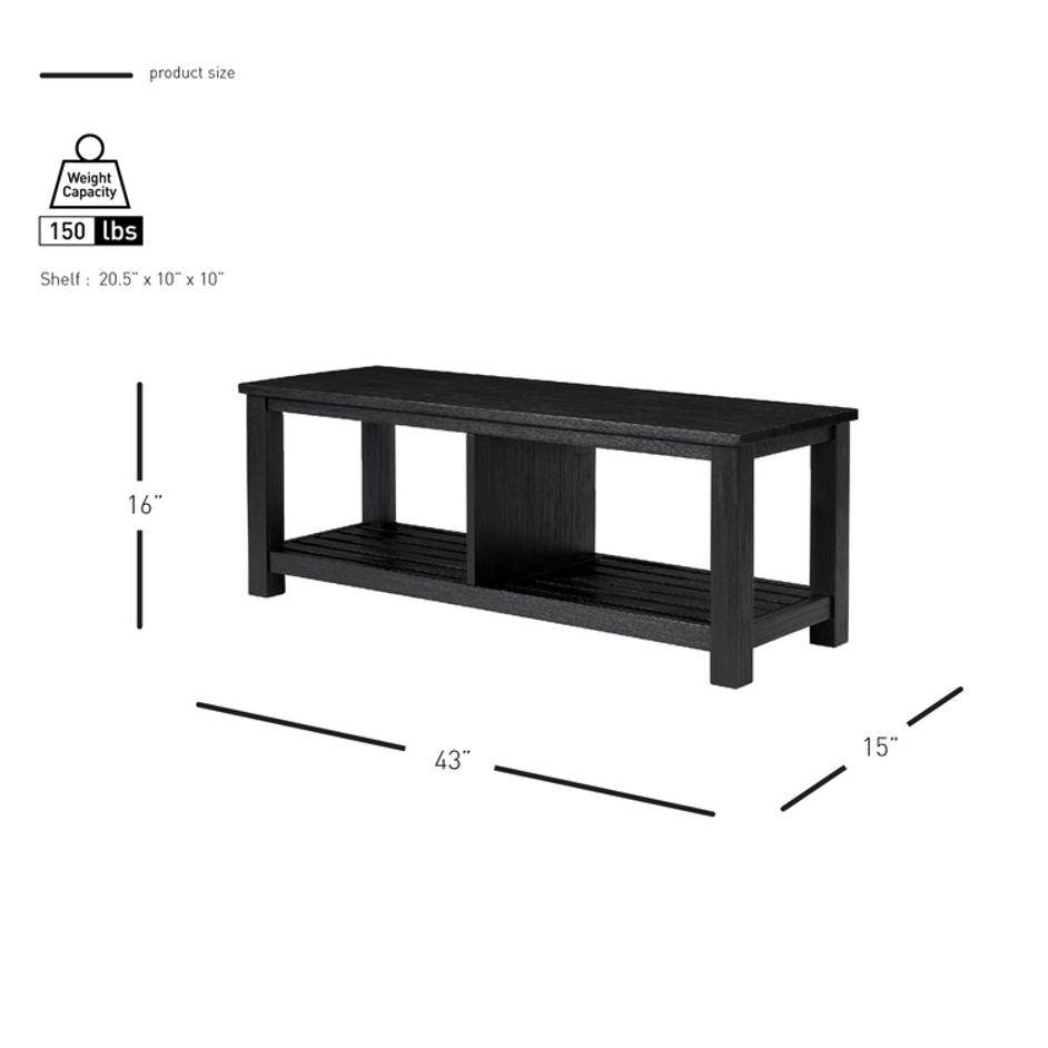 Tiburon KD TV Bench, Alto Black  by New Pacific Direct