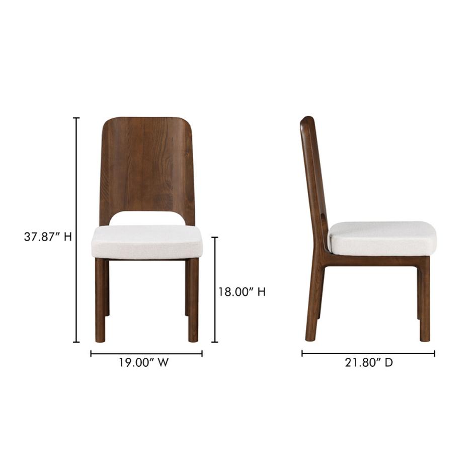Kerr Dining Chair Walnut-Stained Ash Beige-Set Of Two by Moes Home