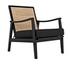 Lichtenstein Sungkai and Mindi Wood Chair with Peeled Rattan Detailing in Charcoal Black with Black Cotton Upholstery by Noir Furniture